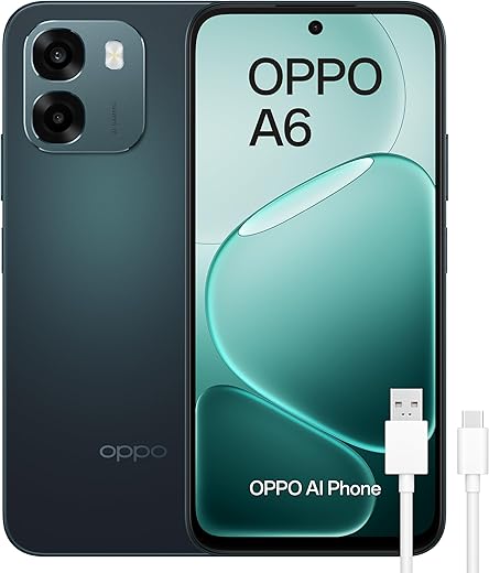 OPPO A6 4G - Smartphone sbloccato con IA, 6 GB RAM+256 GB, Batteria 6500 mAh, Ricarica Rapida 45 W, Display LCD HD+ 120 Hz, IP69, Fotocamera 50 MP AI, Dual SIM, Versione spagnola - Nero OPPO A6 4G - Smartphone sbloccato con IA, 6 GB RAM+256 GB, Batteria 6500 mAh, Ricarica Rapida 45 W, Display LCD HD+ 120 Hz, IP69, Fotocamera 50 MP AI, Dual SIM, Versione spagnola - Nero